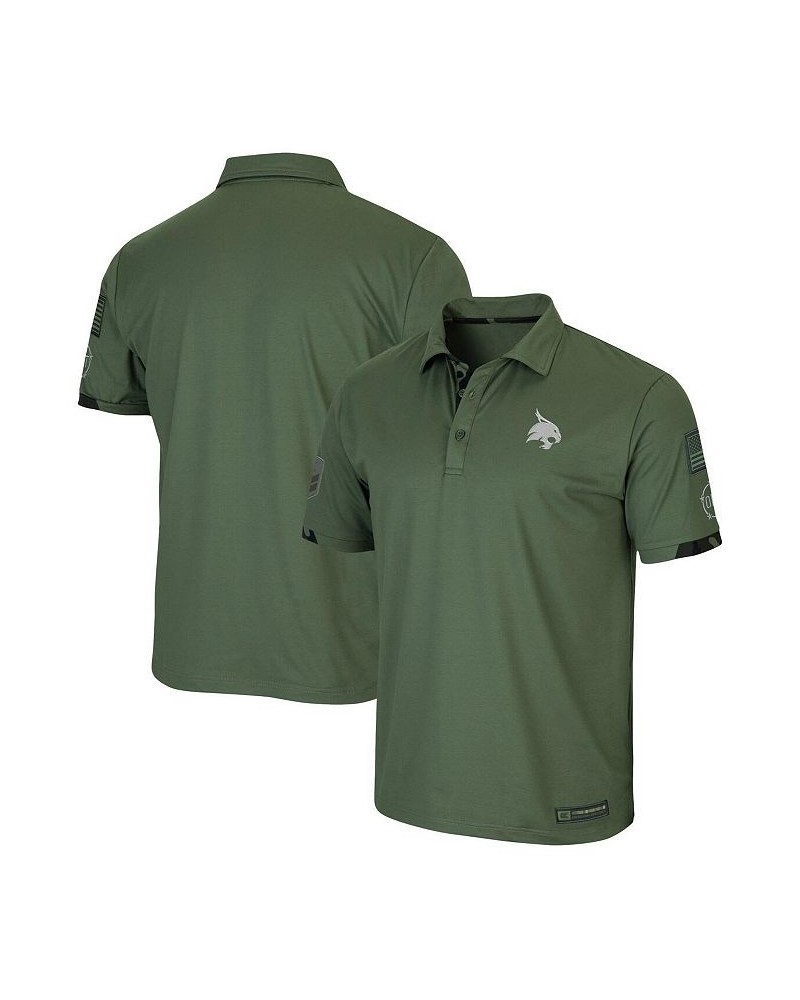 Men's Olive Texas State Bobcats OHT Military-inspired Appreciation Echo Polo Shirt $31.79 Polo Shirts