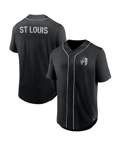 Men's Branded Black St. Louis City SC Third Period Fashion Baseball Button-Up Jersey $33.60 Jersey