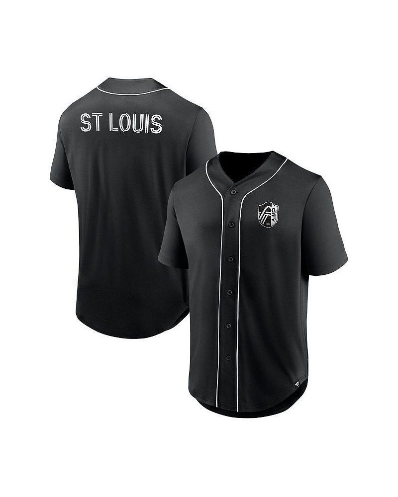 Men's Branded Black St. Louis City SC Third Period Fashion Baseball Button-Up Jersey $33.60 Jersey