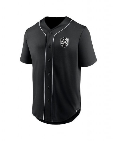 Men's Branded Black St. Louis City SC Third Period Fashion Baseball Button-Up Jersey $33.60 Jersey