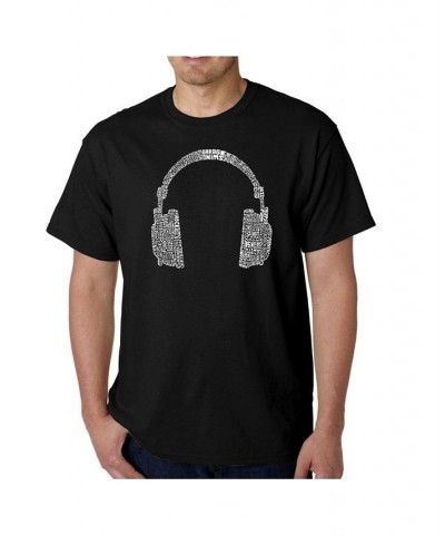 Mens Word Art T-Shirt - Headphones - 63 Genres of Music Black $19.59 T-Shirts