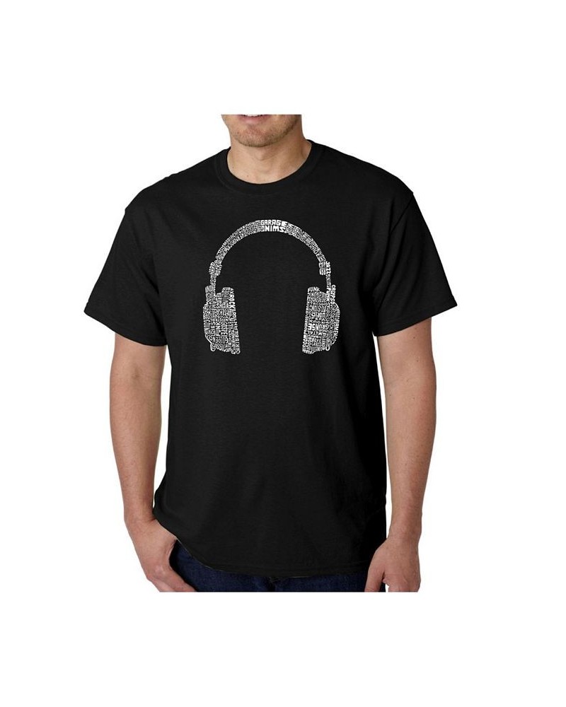 Mens Word Art T-Shirt - Headphones - 63 Genres of Music Black $19.59 T-Shirts