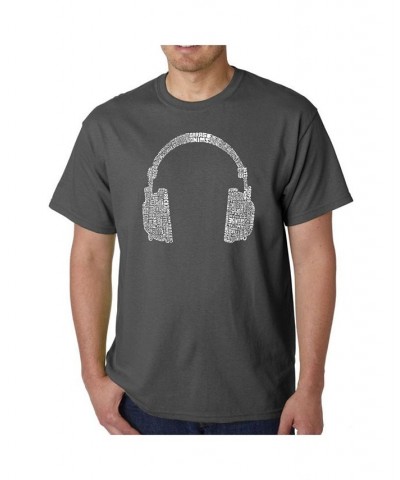 Mens Word Art T-Shirt - Headphones - 63 Genres of Music Black $19.59 T-Shirts