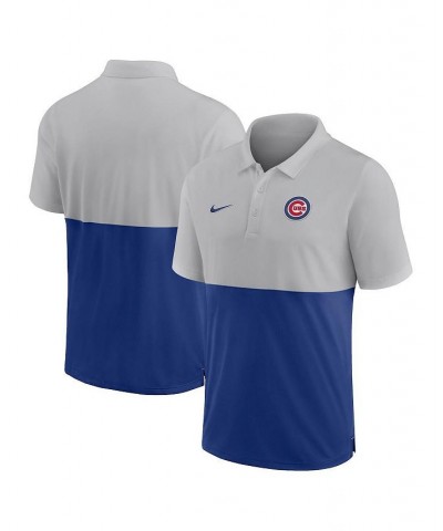 Men's Silver, Royal Chicago Cubs Team Baseline Striped Performance Polo Shirt $38.40 Polo Shirts