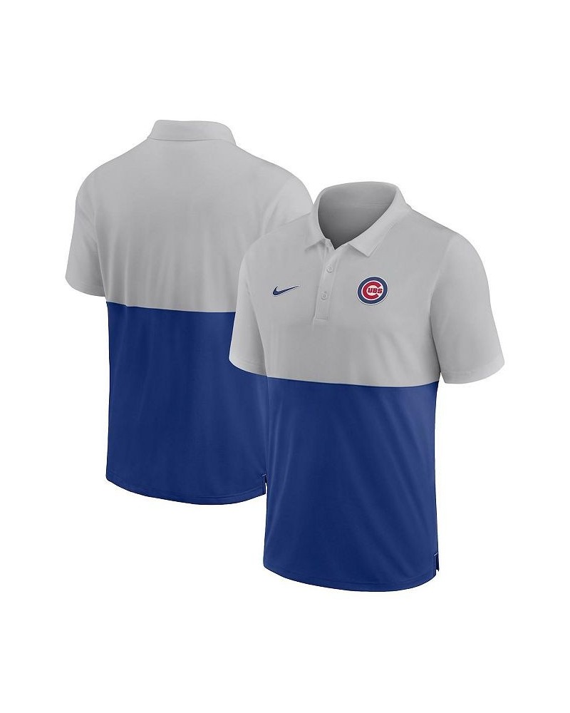 Men's Silver, Royal Chicago Cubs Team Baseline Striped Performance Polo Shirt $38.40 Polo Shirts