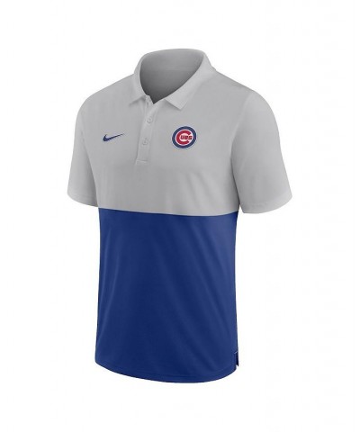 Men's Silver, Royal Chicago Cubs Team Baseline Striped Performance Polo Shirt $38.40 Polo Shirts