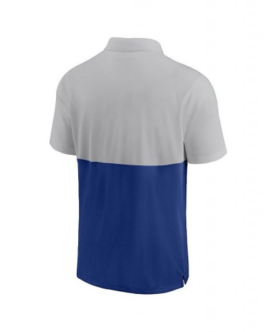 Men's Silver, Royal Chicago Cubs Team Baseline Striped Performance Polo Shirt $38.40 Polo Shirts