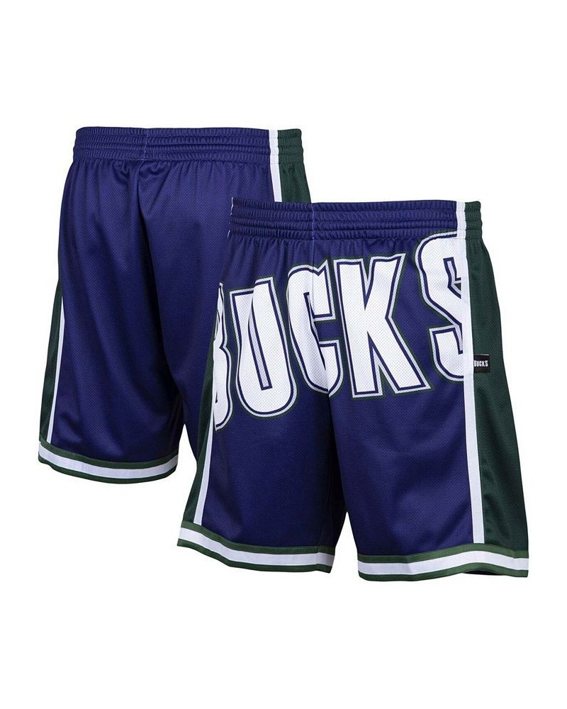 Men's Purple Milwaukee Bucks Hardwood Classics Big Face 2.0 Shorts $40.79 Shorts