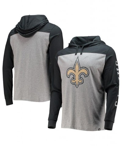 Men's Heathered Gray, Black New Orleans Saints Franklin Wooster Long Sleeve Hoodie T-shirt $26.00 T-Shirts