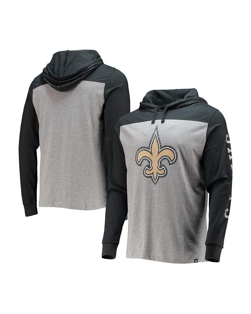 Men's Heathered Gray, Black New Orleans Saints Franklin Wooster Long Sleeve Hoodie T-shirt $26.00 T-Shirts