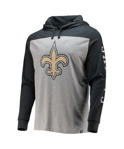 Men's Heathered Gray, Black New Orleans Saints Franklin Wooster Long Sleeve Hoodie T-shirt $26.00 T-Shirts