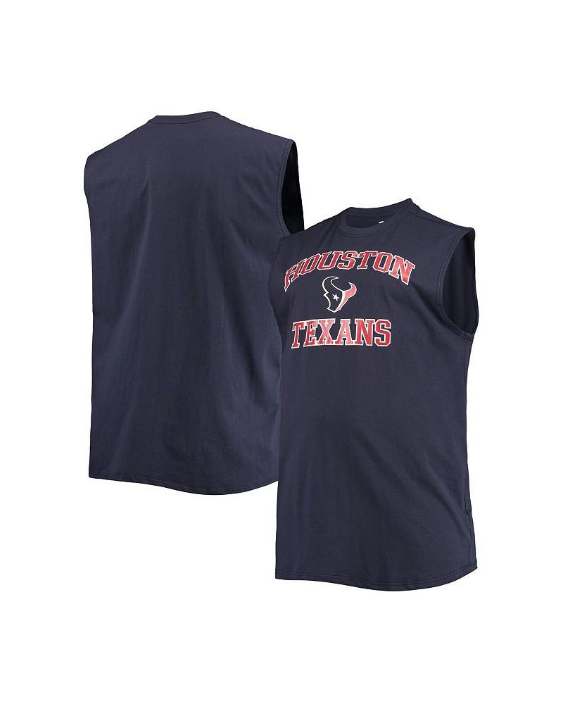 Men's Navy Houston Texans Big and Tall Muscle Tank Top $17.22 T-Shirts