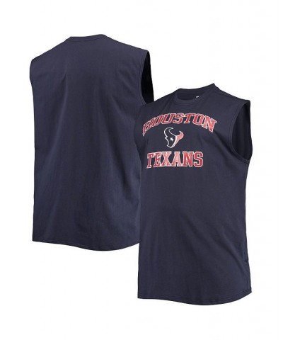 Men's Navy Houston Texans Big and Tall Muscle Tank Top $17.22 T-Shirts