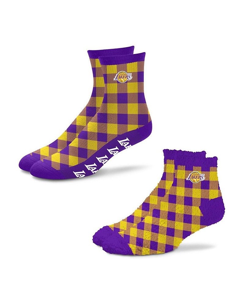 Men's and Women's Los Angeles Lakers 2-Pack His & Hers Cozy Ankle Socks $13.72 Socks