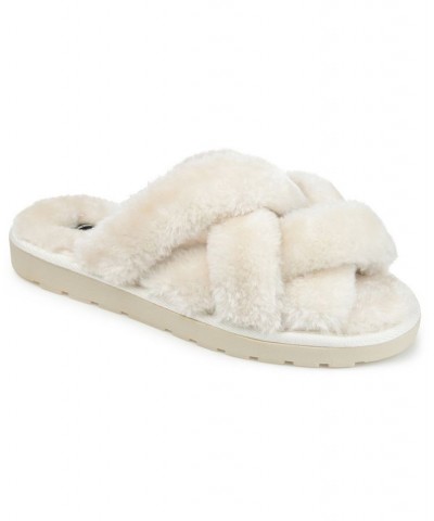 Women's Quiet Crisscross Slippers Ivory/Cream $37.09 Shoes