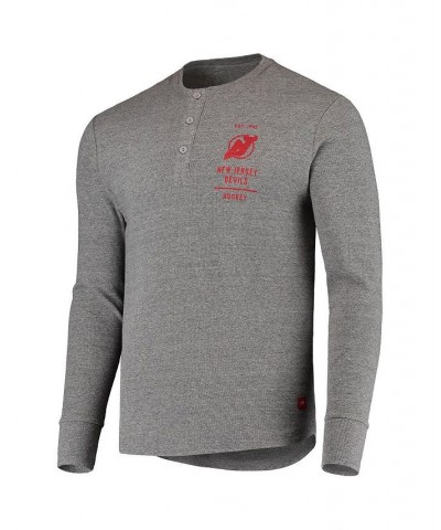 Men's Heathered Gray New Jersey Devils Campbell Henley Long Sleeve T-shirt $17.00 T-Shirts