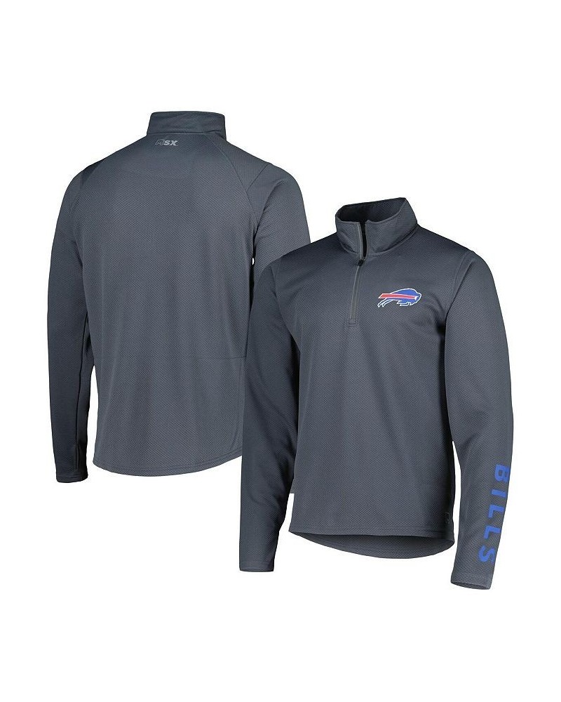 Men's Charcoal Buffalo Bills Half-Zip Hoodie $36.90 Jackets