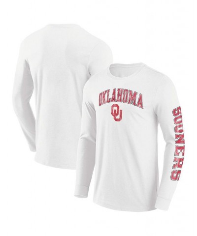 Men's Branded White Oklahoma Sooners Distressed Arch Over Logo 2.0 Long Sleeve T-shirt $18.80 T-Shirts