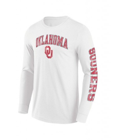 Men's Branded White Oklahoma Sooners Distressed Arch Over Logo 2.0 Long Sleeve T-shirt $18.80 T-Shirts