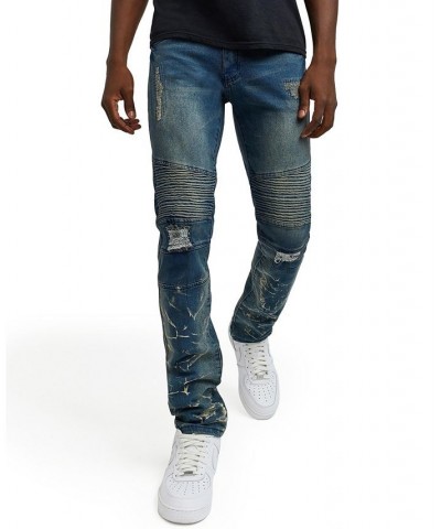 Men's Big and Tall Mulberry Moto Skinny Denim Jeans Multi $28.98 Jeans