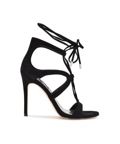 Women's Mindi Ankle Wrap Heeled Dress Sandals Black $41.42 Shoes