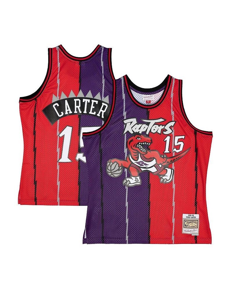 Men's Vince Carter Purple, Red Toronto Raptors Big and Tall Hardwood Classics 1998-99 Split Swingman Jersey $42.55 Jersey