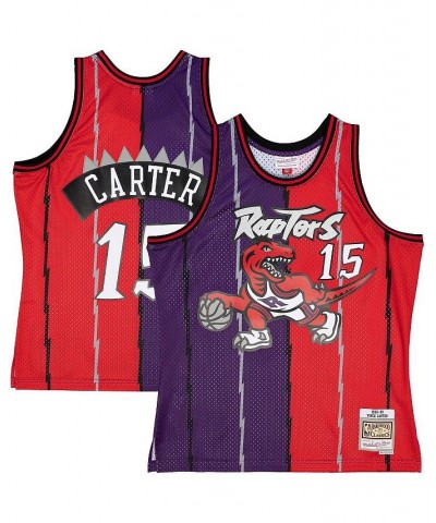 Men's Vince Carter Purple, Red Toronto Raptors Big and Tall Hardwood Classics 1998-99 Split Swingman Jersey $42.55 Jersey