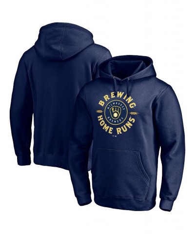 Men's Branded Navy Milwaukee Brewers Brewing Up Team Pullover Hoodie $42.39 Sweatshirt