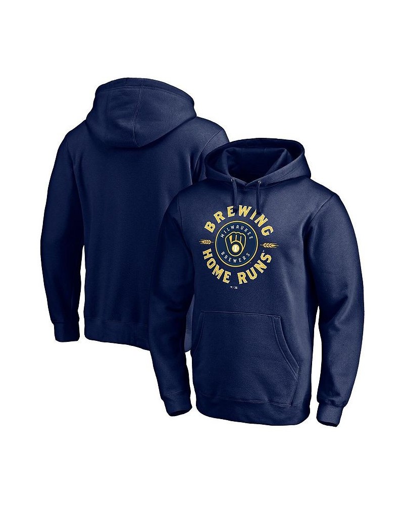 Men's Branded Navy Milwaukee Brewers Brewing Up Team Pullover Hoodie $42.39 Sweatshirt