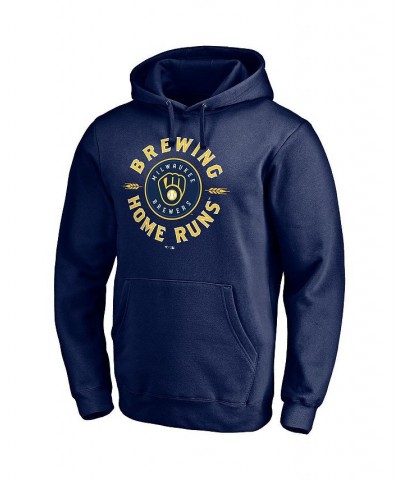 Men's Branded Navy Milwaukee Brewers Brewing Up Team Pullover Hoodie $42.39 Sweatshirt