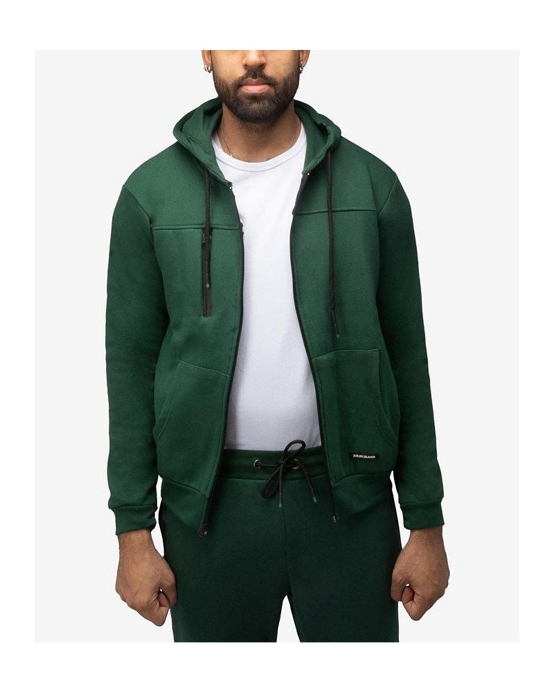 Men's Fleece Full-Zip Hoodie with Chest Pocket Green $20.40 Sweatshirt