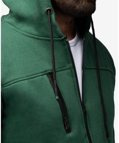 Men's Fleece Full-Zip Hoodie with Chest Pocket Green $20.40 Sweatshirt