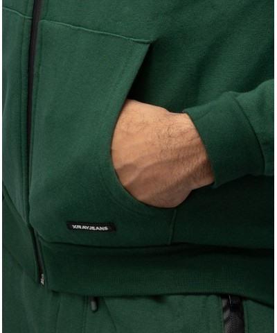 Men's Fleece Full-Zip Hoodie with Chest Pocket Green $20.40 Sweatshirt