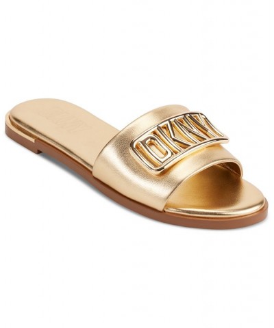 Women's Waldina Slip-On Slide Sandals Gold $41.28 Shoes