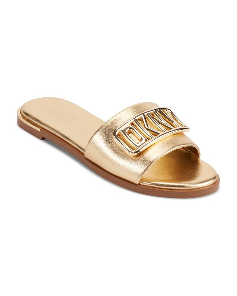 Women's Waldina Slip-On Slide Sandals Gold $41.28 Shoes