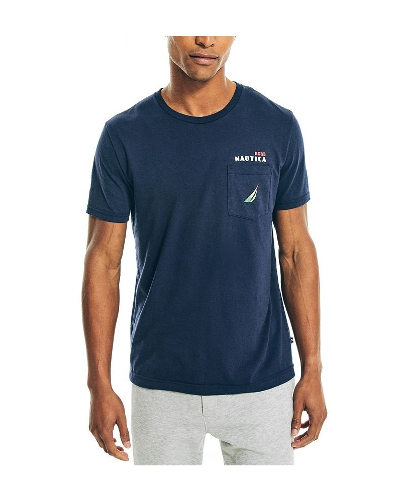 Men's Sustainably Crafted Graphic Back T-Shirt Blue $18.42 T-Shirts