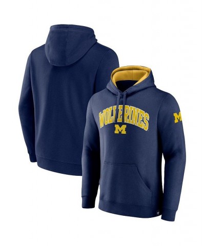 Men's Branded Navy Michigan Wolverines Arch and Logo Tackle Twill Pullover Hoodie $24.00 Sweatshirt