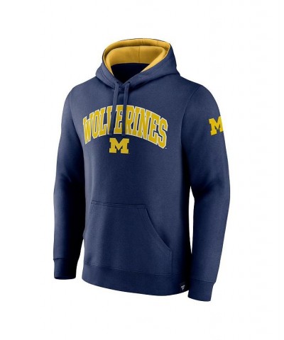 Men's Branded Navy Michigan Wolverines Arch and Logo Tackle Twill Pullover Hoodie $24.00 Sweatshirt