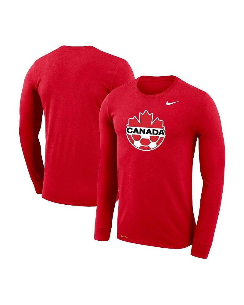 Men's Red Canada Soccer Primary Logo Legend Performance Long Sleeve T-shirt $25.00 T-Shirts