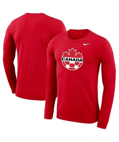 Men's Red Canada Soccer Primary Logo Legend Performance Long Sleeve T-shirt $25.00 T-Shirts