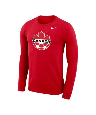 Men's Red Canada Soccer Primary Logo Legend Performance Long Sleeve T-shirt $25.00 T-Shirts