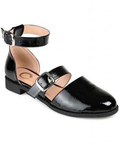 Women's Constance Ankle-Strap Flats Black $51.29 Shoes