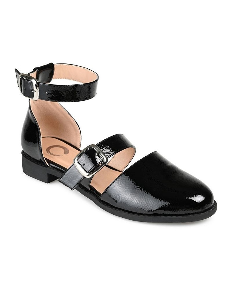 Women's Constance Ankle-Strap Flats Black $51.29 Shoes