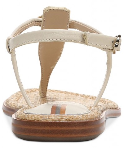 Gigi Signet T-Strap Flat Sandals White $48.10 Shoes