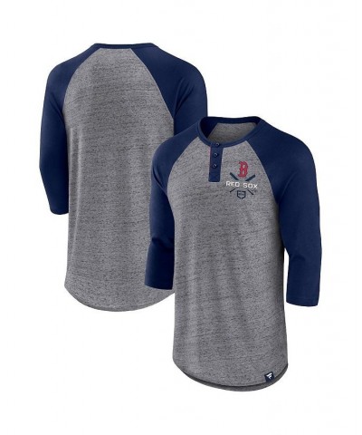 Men's Branded Heathered Gray, Navy Boston Red Sox Iconic Above Heat Speckled Raglan Henley 3/4 Sleeve T-shirt $18.40 T-Shirts