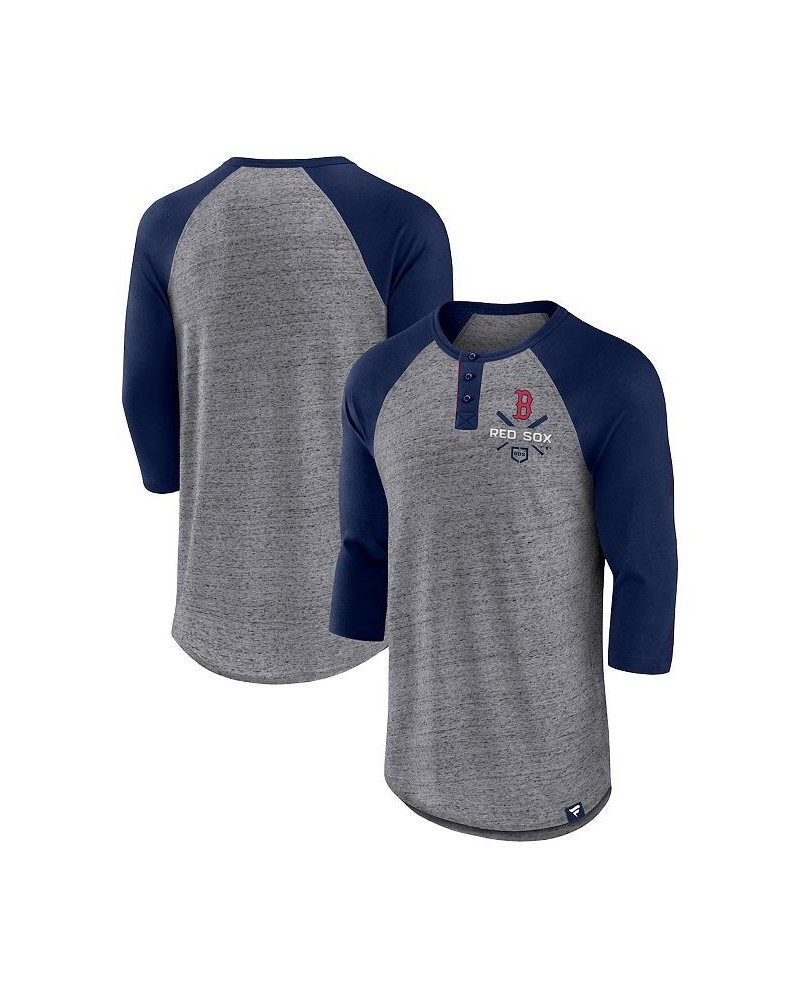 Men's Branded Heathered Gray, Navy Boston Red Sox Iconic Above Heat Speckled Raglan Henley 3/4 Sleeve T-shirt $18.40 T-Shirts