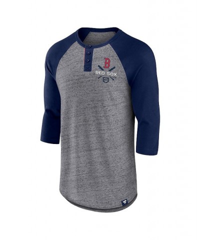 Men's Branded Heathered Gray, Navy Boston Red Sox Iconic Above Heat Speckled Raglan Henley 3/4 Sleeve T-shirt $18.40 T-Shirts