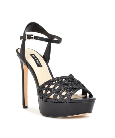 Women's Grecia Stiletto Platform Dress Sandals Black $52.32 Shoes