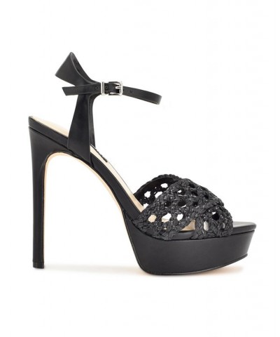 Women's Grecia Stiletto Platform Dress Sandals Black $52.32 Shoes