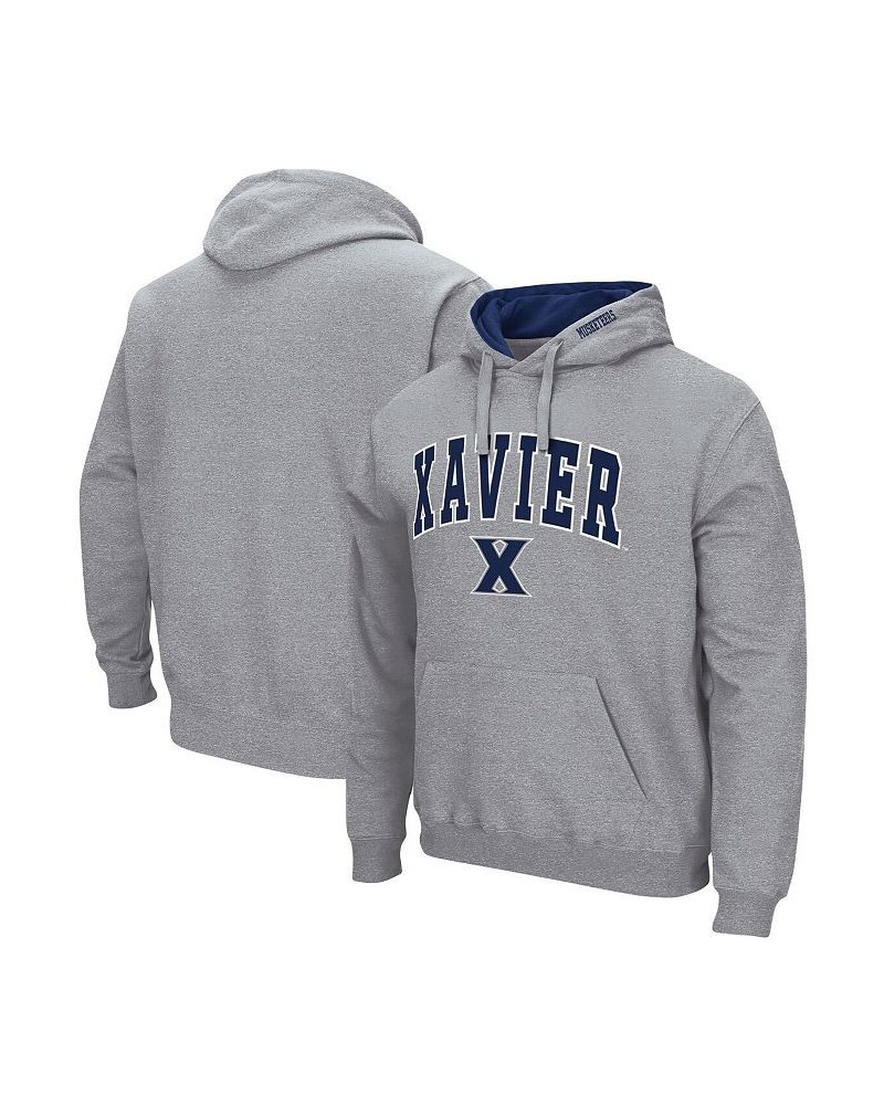 Men's Heathered Gray Xavier Musketeers Arch and Logo Pullover Hoodie $25.30 Sweatshirt